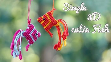 Macrame Simple 3D square fish keychain - Hướng dẫn làm móc khóa con cá đơn giản