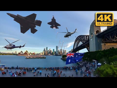 🇦🇺 AUSTRALIA DAY SYDNEY ✈️ F35 Lightning Flypast ⛴️ FERRY Race 🚁 MH-60 HELICOPTER with FLAG