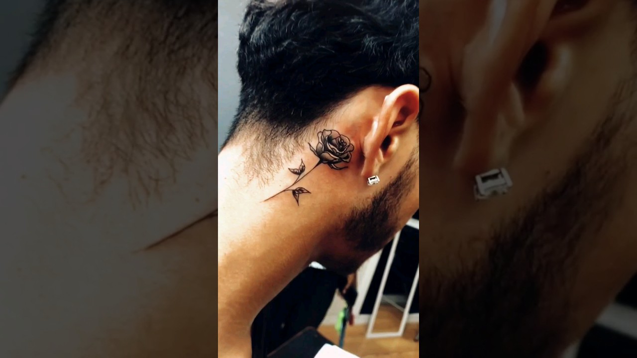 Rose Tattoo Behind Ear 