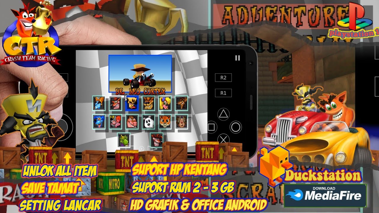 Cara Main game CTR Crash Team Racing PS1 di Android // Save data tamat ...