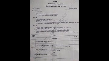 CBSE | Basic(241) | Maths | Sample Question Paper 2020-21 | Class 10 | Solution=Q-9 To Q-20(Part-ii)