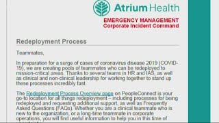 Atrium Health employee says employees are being asked to travel to critical areas to help