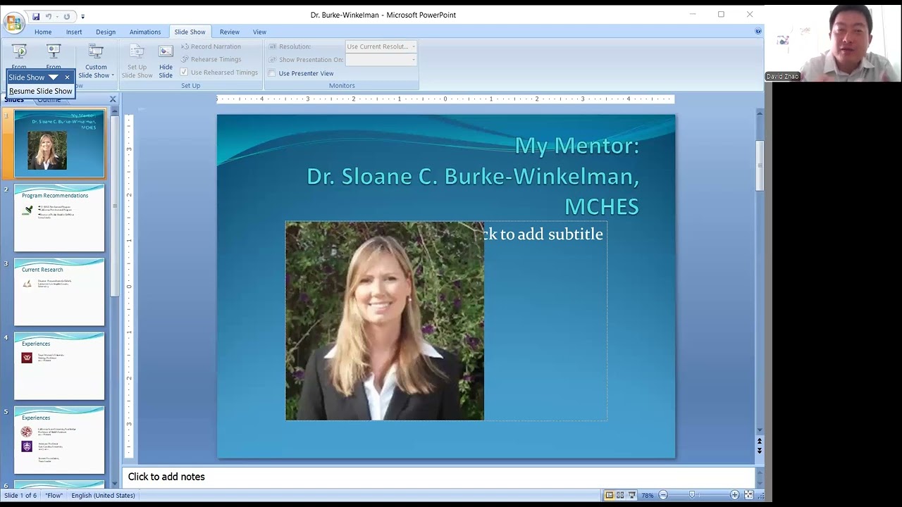 My First Master of Public Health (MPH) Mentor -- Dr. Burke, MCHES