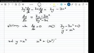 A Level Maths OCR Specimen Paper 1 q13 Implicit Differentiation