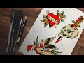 Painting tattoo flash using color pencils how to