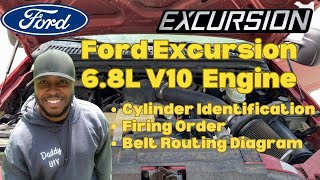 Ford Excursion 6.8L Triton V10 Engine Cylinder Identification Firing Order Belt Routing Diagram