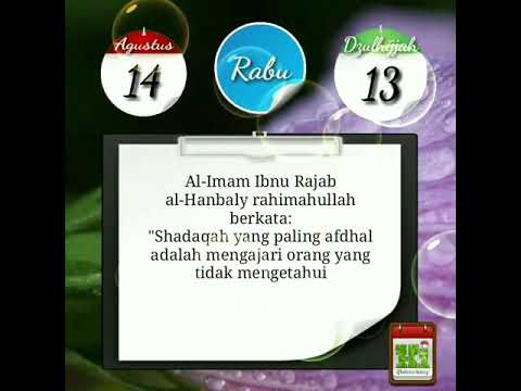 Rabu, 13 Dzulhijjah 1440 H / 14 Agustus 2019
