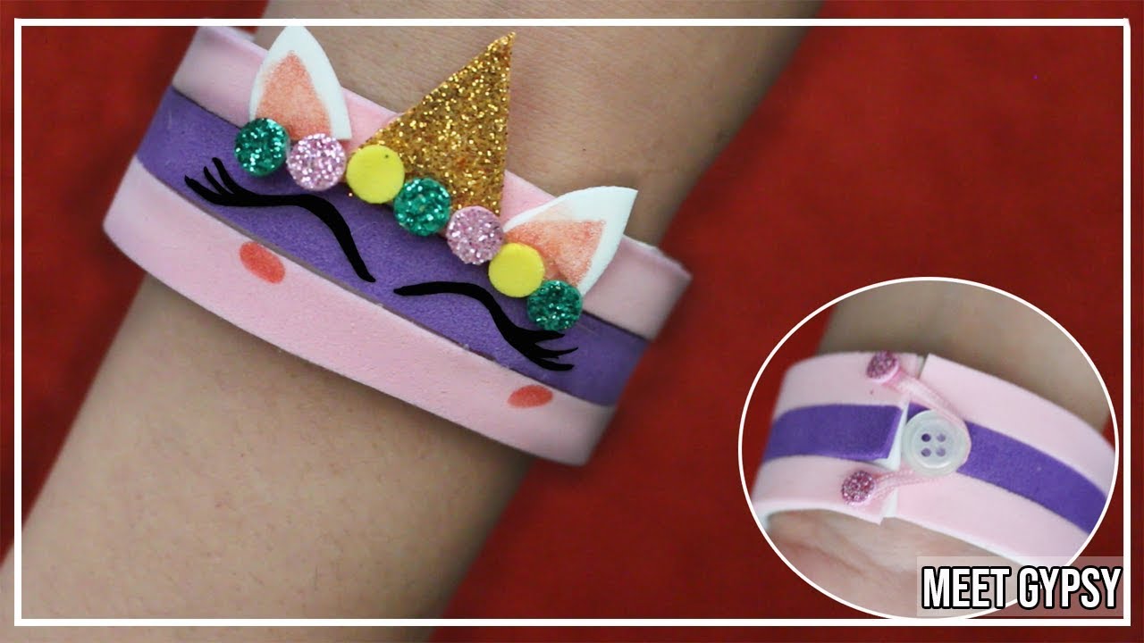 PULSERA UNICORNIO de Goma Eva Pulseira Unicornio de Eva | Pulsera con foami de unicornio - YouTube