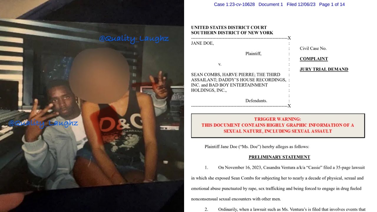 Diddy Gang R*pe Lawsuit 17 Y3ar Old “Jane Doe” Files Lawsuit on Diddy