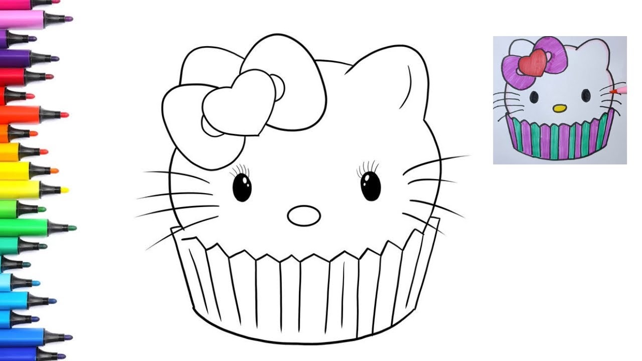Hello Kitty Cupcake Easy Drawing, Painting & Coloring For Kids and Toddlers_ Child Art