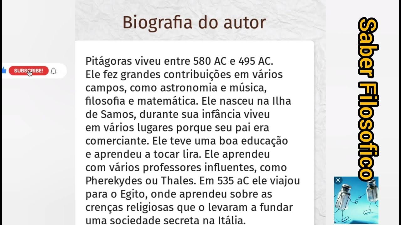 Quem foi? Pitágoras de Samos (BIOGRAFIA) _ Saber! Filósofico YouTube