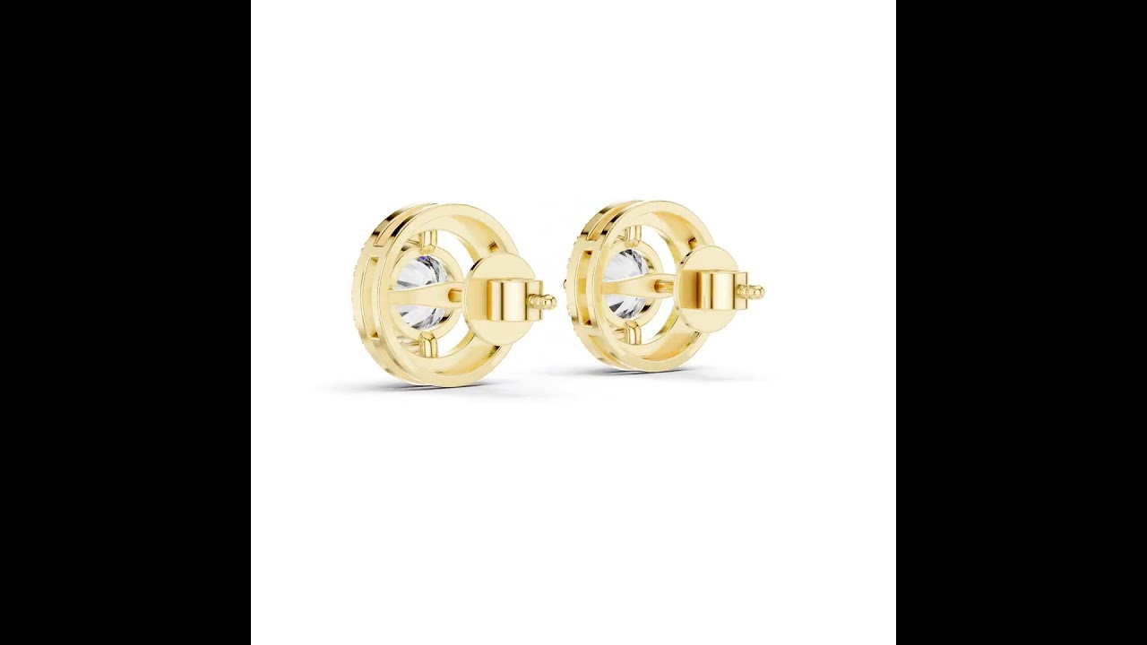 Round Cut Diamond Floating Halo Stud Earrings