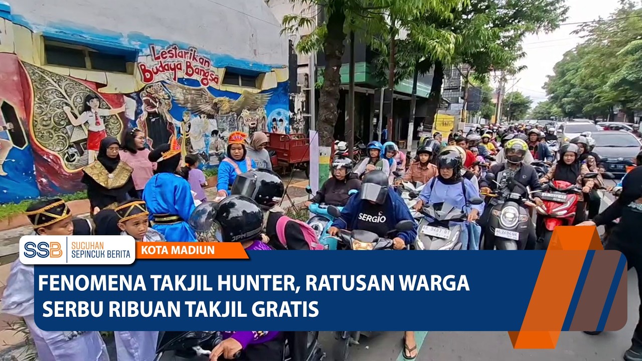 KOTA MADIUN - Fenomena Takjil Hunter, Ratusan Warga Serbu Ribuan Takjil Gratis