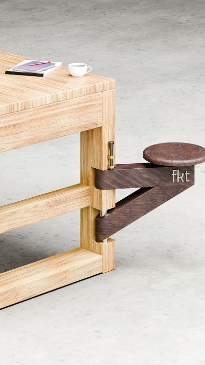 Attached Fold-in Wooden Stool Concept
