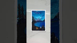 Cozy Winter Night Painting ❄️🔥 | Bonfire, Shooting Star & Mountains | Acrylic + Alcohol Markers