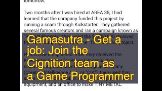 12032018 Gamasutra - Get A Job Join The Cignition Team As A Game Programmer