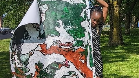 Extra large abstract art work on unstretched canvas