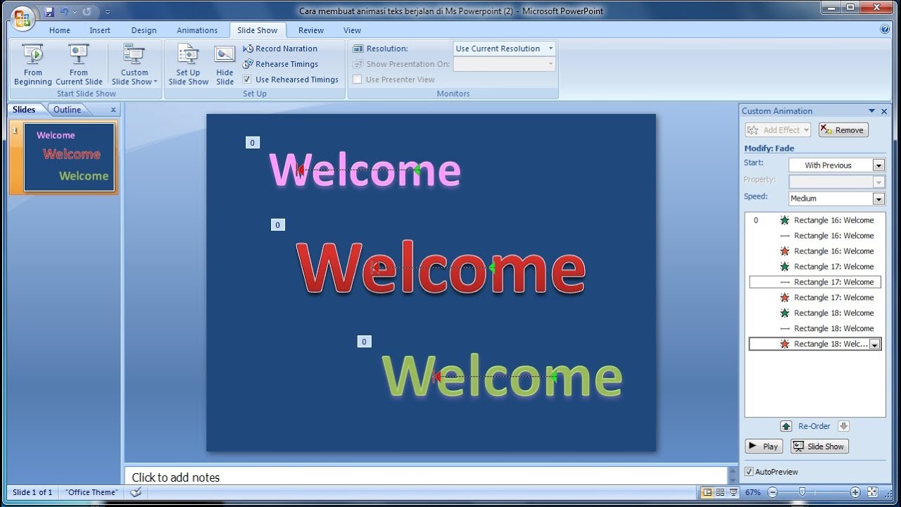 Tutorial powerpoint  2007  Cara  membuat  efek animasi  pada 