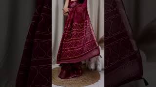 💫New Kalamkari Print Saree With Sequin &amp; Zari Boder &amp; Tussles in Pallu With Printed Blouse