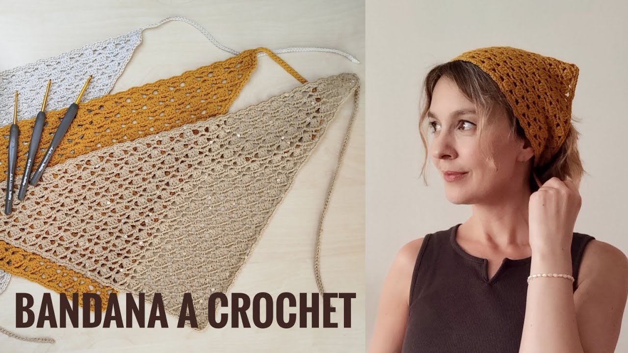 Bandana fácil tejida a crochet paso a paso en cualquier talla. Hair Scarf step by step. Pañuelo Chal