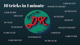 1 minute 16 flat ground skateboarding tricks