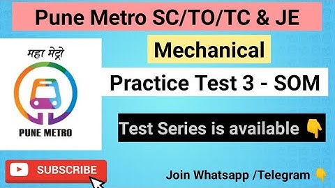 Pune Metro SC/TO/TC & JE - Mechanical - Daily Practice Test 3- Strength of material |Mygovtrack