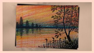 How to make beautiful nature scenery - Color pencil drawing - Drawing Tutorial