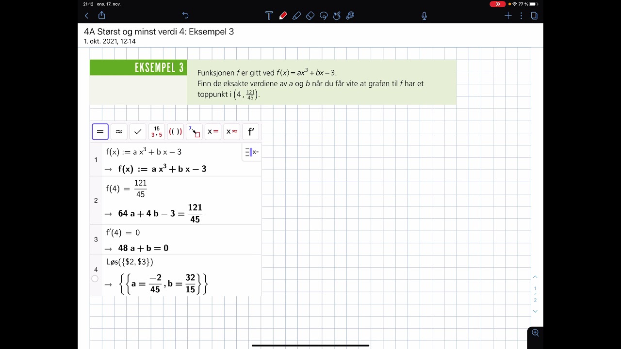 4A Størst og minst verdi 4: Eksempel 3