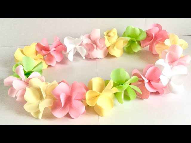 カラーコピー用紙で作るフラワーレイ  Paper Flower Lei