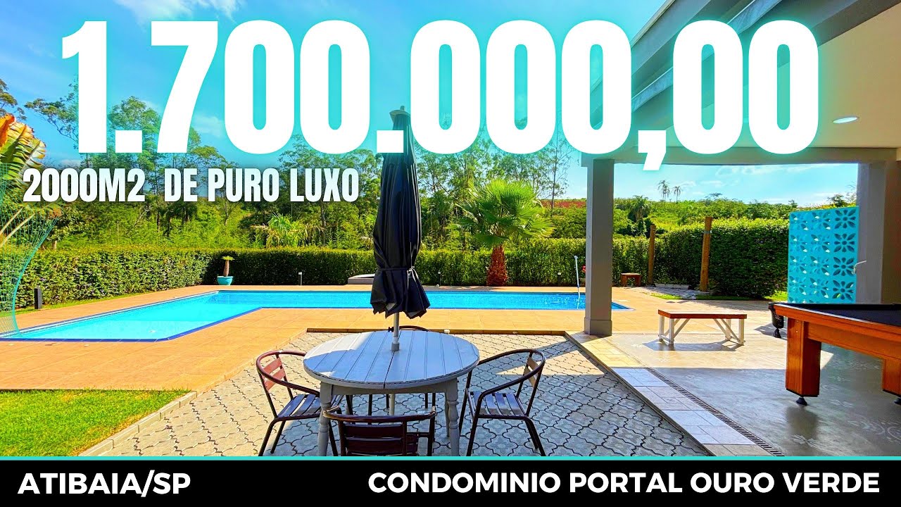 Linda Chácara térrea em Condomínio na cidade de Atibaia, piscina com Raia, terreno plano de 2000m2