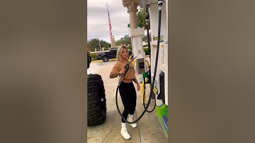 SHE JUST PUT GAS IN MY DIESEL TRUCK…. WTF! 😅😵😳 #liftedtrucks #diesel #shorts