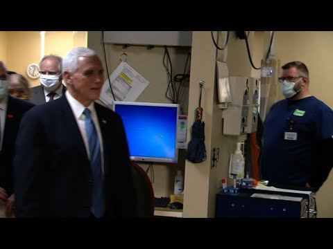 Pence tours hospital without a face mask