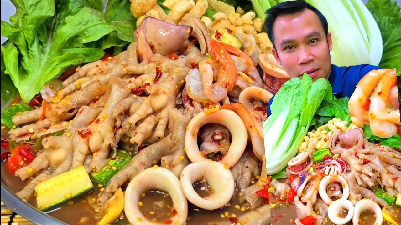 ตำรวมมิตร กุ้ง หมึก เล็บมือนาง รสจัดๆนัวๆแซ่บๆ
