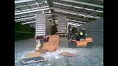 Forklift Accident Brings Down A Warehouse In Russia Youtube