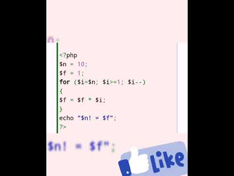 PHP program to print factorial of a number