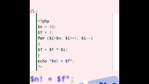 PHP program to print factorial of a number