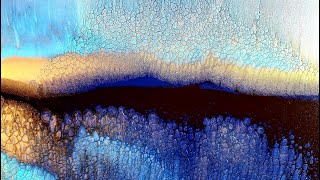 #1064 Acrylic Swipe In Blues And Gold Using Floetrol As My Pouring Medium screenshot 5