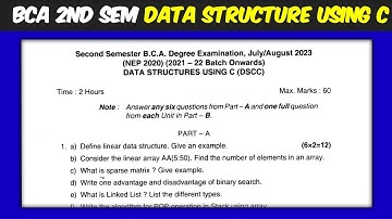 BCA 2nd sem Data Structure NEP question paper|Mangalore University #mangaloreuniversity