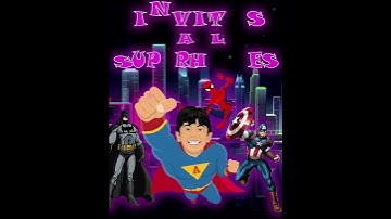 Personalized video invitation at Birthday in style superhero
