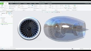 Flight engine in 3D | Flight engine design in creo | Turbine Drawing in 3D