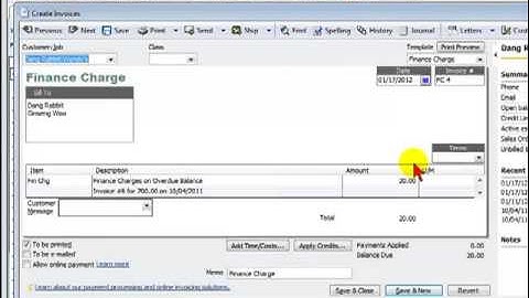 Assessing Finance Charges in Quickbooks