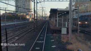 【新駅設置検討】大阪→京都 21.12.14 JR西日本223系(新快速) 4k前面展望 高槻-島本間を今のうちに撮っといた