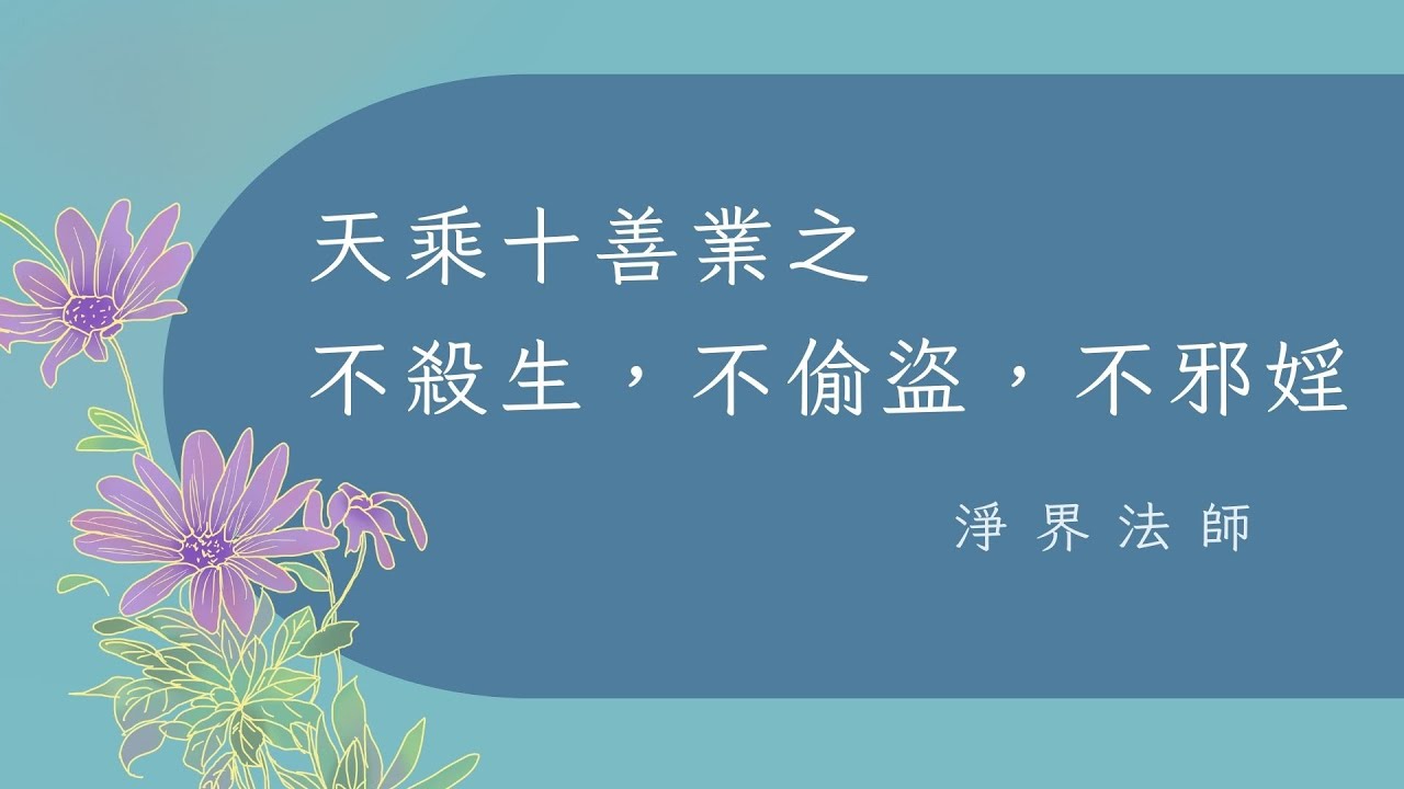 天乘十善業之不殺生,不偷盜,不邪婬. #淨界法師 #正見基礎 - YouTube