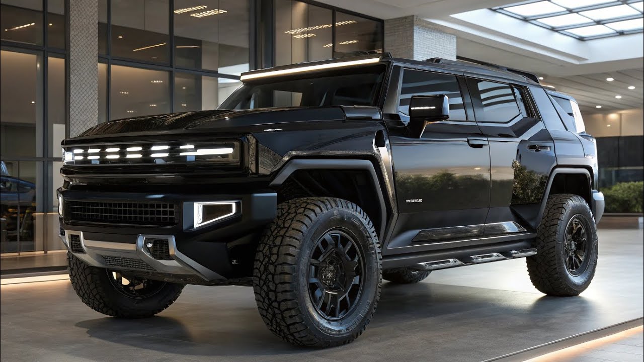 👉 2025 GMC Hummer Concept | Full Straight Front Bumper View in Hyper Realistic Black Showroom Design