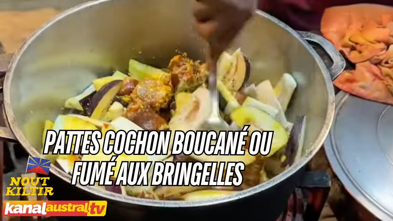 CUISINE de l'ile de la REUNION - Pattes Cochon Boucané ou Fumé aux Bringelles