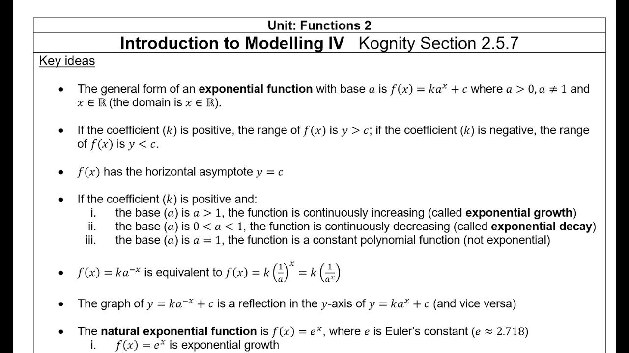 I.B. Mathematics A&I Lesson 2.5d "Introduction to Modelling IV" - YouTube