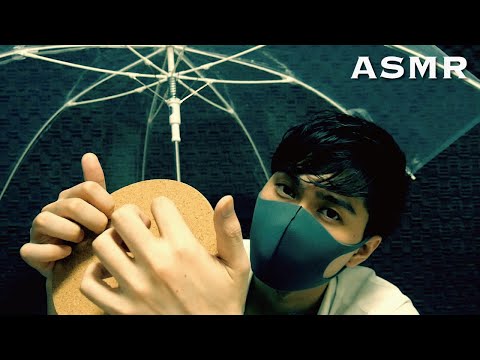 [ASMR] Tapping Cork For Sleep +Rain&Kalimba (Whisper voice)/「睡眠用コルクタッピング~雨とカリンバの音を添えて~」