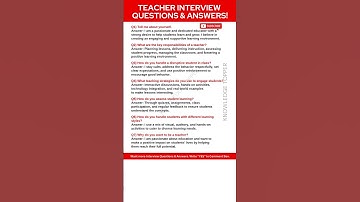 Teacher Interview Questions and Answers | Teaching interview Questions and  Answers