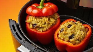Air Fryer Eggplant Potato Stuffed Bell Pepper: Healthy Dinner Recipe, Easy Eggplant Recipe Air Fryer