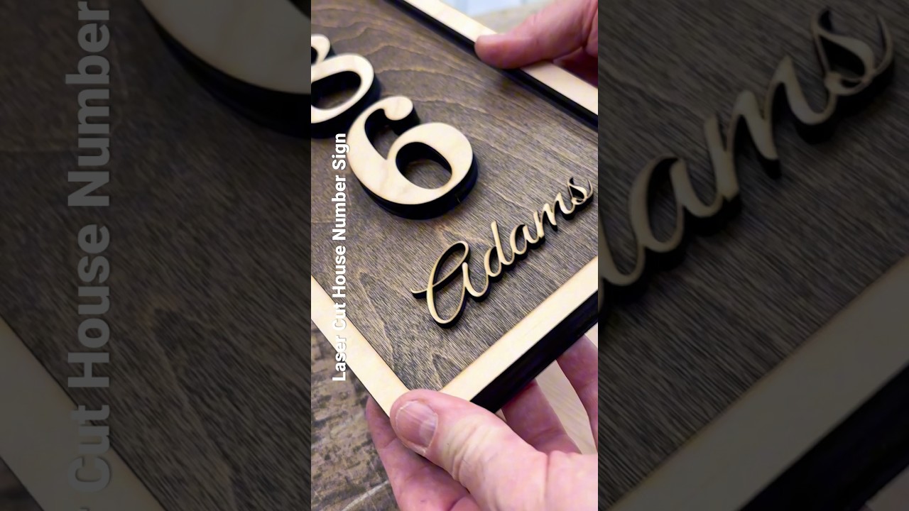 Laser cut house number sign! #shorts #woodworking #homedecor #personalizedgifts #woodwork #laser